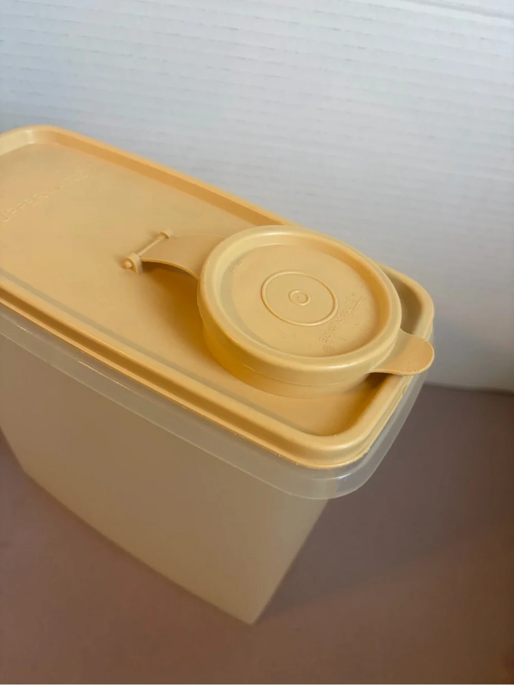 Tupperware Cream Storage Container with Yellow Lid